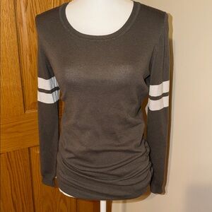 Women's Olive Green Long Sleeve Ruched Sweater